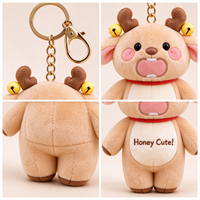 Porte-clés personnalisé en peluche cerf OEM ODM, fabricant de jouets en peluche animaux de dessin animé, conception personnalisée, logo, couleur, taille
