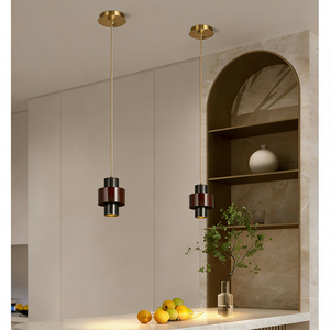 Lustre suspendu en cuivre E27 OEM de haute qualité, style américain, pour table à manger, simple, 11 pouces, LED, à plusieurs niveaux - Product Image 1