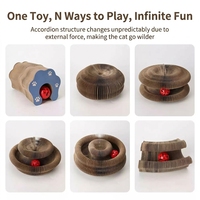 Griffoir magnétique pliable pour chat en carton alvéolé rouge, avec boule sonore froissée, jouet interactif et ludique pour le griffage et la détente des animaux de compagnie
