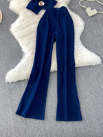 Ensemble Deux Pièces Femme Automne 2025 : Débardeur Boutonné Col V et Jean Ample Brut en Denim