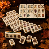 Mahjong américain en acrylique de qualité supérieure personnalisé, 160 pièces, motif feuilles d'automne et blé, logo personnalisé, jeu familial portable