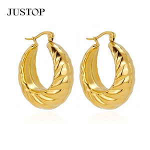 Trending hoop OEM/OEM Waterproof Stainless Steel Gold Plating hypoallergenic Fashion Jewelry supplier 14k 18k gold <b>earrings</b> - Product Image 3