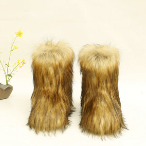 <strong>2026</strong> Hot Selling Customized Color Solid Anti-Slip Wholesale <strong>Women</strong> Winter Snow Warmful Faux Raccoon Fur <strong>Boots</strong> - Product Image 1
