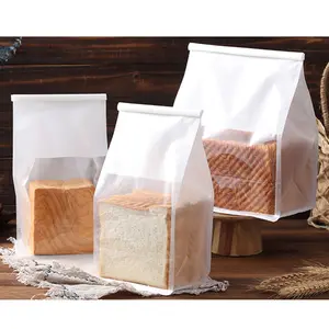 Crispy wire rolled edge sliced toast bag Snow crisp window eight side sealing bag Self-supporting kraft paper food bag