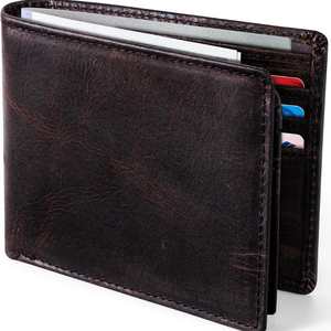 Men's Genuine Leather Slim <b>Wallet</b> Blue <b>Fold</b> Closure Card Holder Minimalist Style Short Length - Product Image 2