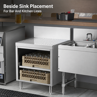 Kabinet Drainboard Stainless Steel Dengan Rak, Workstation Wastafel Bar Komersial Dengan Bagian Atas Berlubang Dan Penyimpanan Terbuka