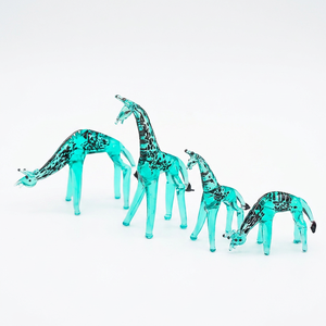 Juego de Figuras de Jirafa de Vidrio Soplado a Mano, Decoraciones de Animales con Manchas Azules, Artesanía Hecha a Mano, Regalo - Product Image 4