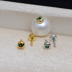 ลูกปัดเงินแท้ S925 รูปทรงตาปลา สีฟ้า-เขียว 5 ชิ้น อุปกรณ์ DIY ตกแต่งสไตล์บาโรก ลูกปัดเจาะรู ขนาด 3 มม. ตัวเชื่อมต่อ 1545 ปลั๊ก - Product Image 4