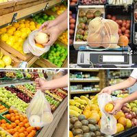 Lot de 9 sacs recyclables en filet de coton avec cordon de serrage pour la cuisine à domicile