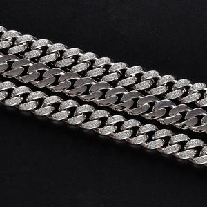 OUGEPHELI 14mm Hip Hop Iced Out CZ Zircon <span class=keywords><strong>Collar</strong></span> De Cadena Cubana Eslabones Cubano <span class=keywords><strong>Collar</strong></span> Miami Cuban Link Chain para hombres y mujeres - Product Image 4