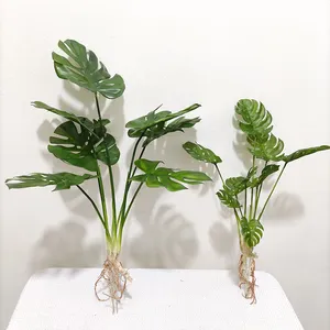 Quasi naturale Fan Leaf Faux Plants Real Touch Monstera Leaves Spring Taro Leaf pianta artificiale Monstera Bush con radice