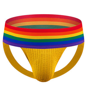 Herren Regenbogen 7,5 cm Bund Sexy Unterwäsche Atmungsaktive Strick bären Jock strap Unterwäsche Sexy Tangas Homosexuell Männer Jock strap - Product Image 3