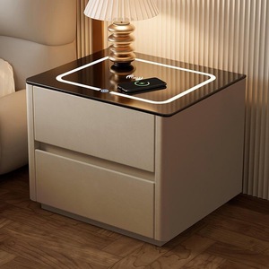 Mesita de Noche Moderna de Madera de Lujo, Mesa Auxiliar Inteligente con Carga Inalámbrica Integrada, Caja Fuerte Invisible con Contraseña para <span class=keywords><strong>Dormitorio</strong></span> - Product Image 4