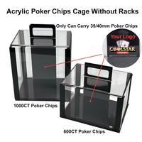 Boîte en acrylique personnalisée pour jetons de poker avec logo professionnel, sans plateaux, capacité de 1000/600 pièces pour jetons de poker en céramique/argile de 40 mm