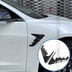 Capa de proteção de indicador de câmera, 2 peças para tesla modelo 3 modelo y tampa de fibra de carbono abs, modificação, acessórios para carro - Product Image 5