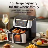 Friteuse à air électrique 12L en acier inoxydable avec fenêtre de visualisation, sans huile, numérique et mécanique, pour une friture saine, idéale pour camping-car et usage domestique