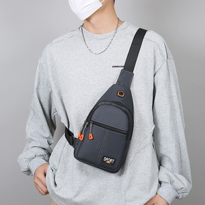 กระเป๋าคาดหน้าอกแบบสปอร์ตกระเป๋าสะพายข้างผู้ชายพร้อมกระเป๋าซิปแบบพกพากระเป๋าเดินทางสำหรับปั่นจักรยานกลางแจ้งสีทึบสีเทาสีดำ - Product Image 5