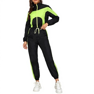 Women Two Piece Tracksuit <b>Set</b> Neon Color Block Sportswear Casual Activewear <b>Matching</b> <b>Jogger</b> Suit for Wholesale - Product Image 1