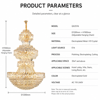 Nouvelle conception de lampes suspendues en or modernes et luxueuses pour salon d'hôtel, escalier, éclairage LED décoratif, lustre