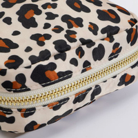 Sac de voyage portable auto-adhésif imprimé sur mesure de haute qualité, sac à cosmétiques imprimé léopard