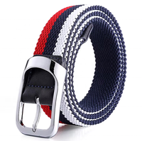 Ceinture Élastique Confortable Unisexe en Tricot Multicolore Tressé et Rayé pour Hommes, Idéale pour Jeans et Golf