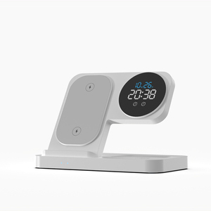 Réveil numérique LED intégré <span class=keywords><strong>avec</strong></span> affichage de l'heure, luminosité réglable, <span class=keywords><strong>chargeur</strong></span> sans fil et charge rapide pour table de chevet - Product Image 3