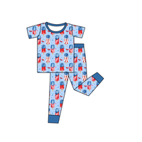 Ensemble de vêtements western vintage pour fille, manches courtes, taille haute, pyjama avec logo personnalisé