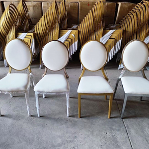 Venta al por mayor barato de metal de oro eventos Hotel banquete Silla DE BODA respaldo redondo sillas apilables - Product Image 5