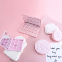 Palette de fards à paupières en cuir rose personnalisé boîte d'emballage en plastique compact de fard à paupières à clapet