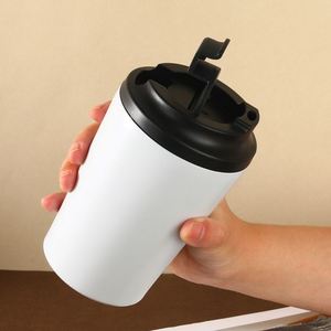 <b>Double</b>-<b>Walled</b> Stainless Steel 12oz Reusable Coffee Cups with Lid Leak-proof Recyclable 12 oz Travel Insulated Coffee Tumbler Mug - Product Image 1
