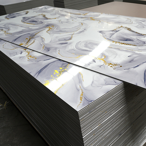 Nội thất vật nuôi bảng tường vàng lá phim tre than bóng UV đá cẩm thạch gỗ Veneer Bảng điều chỉnh cho TV nền - Product Image 6