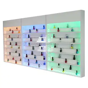 Led Light Wall Mounted Nail Polish Rack Shelf Display Stand