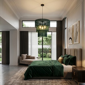 <span class=keywords><strong>Lampadario</strong></span> Intrecciato <span class=keywords><strong>Verde</strong></span> e Viola con Nappe, Lampada a Sospensione a 3 Livelli per Casa, Hotel, Ristorante, Soggiorno - Product Image 2