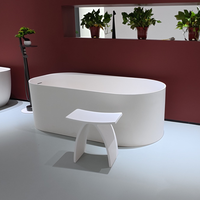 Baignoire autoportante ovale moderne en surface solide mate pour salles de bain d'hôtes, baignoire en pierre artificielle pour la vente en gros