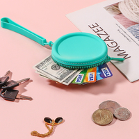 Porte-monnaie mini portable tendance en silicone avec fermeture éclair, pochette de rangement étanche, sac à main avec dragonne