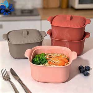 Cuiseur vapeur en silicone de qualité alimentaire avec couvercle, compatible micro-ondes, pour riz et légumes, ustensile de cuisine écologique - Product Image 3