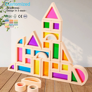 EDULAND Puzzle en bois sensoriel Montessori pour enfants 25 pièces OEM ODM Blocs de construction en acrylique <span class=keywords><strong>Jouet</strong></span> éducatif créatif - Product Image 5
