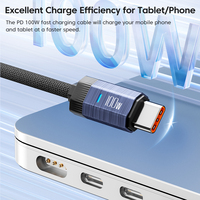 Câble de données USB-C vers USB-C Toocki 100W à charge rapide avec E-Marker intégré, ligne de charge PD, synchronisation USB 2.0, finition métallique pour tablettes et vidéos