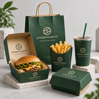 Ensemble d'emballages alimentaires personnalisés écologiques, vente en gros, directement de l'usine, pour restaurants, hamburgers, frites, boissons, emballages à emporter