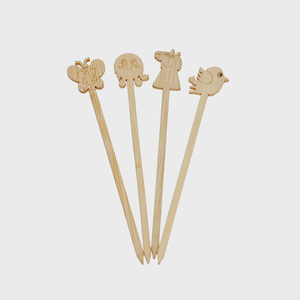 Bâtonnets de bambou sculptés personnalisés avec logo, motif dessin animé, pour desserts, collations et usage quotidien, écologiques et jetables, vente en gros - Product Image 5