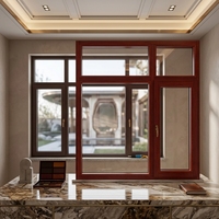 Ventanas Corredizas de Aluminio y Madera Padauk Insonorizadas de Diseño Moderno para Renovación de Apartamentos