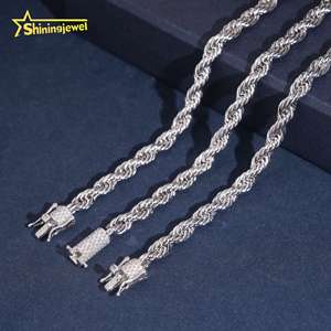उच्च गुणवत्ता 6 मिमी ठोस 925 चांदी vvvsmsanite क्लैंप को हिप हॉप गहने डायमंड स्टेनलेस स्टील रस्सी चेन पुरुषों का हार - Product Image 5