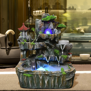 Simulation rocaille résine artisanat rocaille pavillon nouveau Style chinois Feng Shui table <span class=keywords><strong>fontaine</strong></span> d'eau ornements - Product Image 2