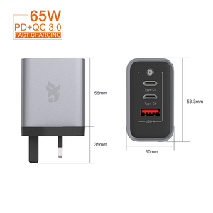 Adaptador de <span class=keywords><strong>cargador</strong></span> de portátil de <span class=keywords><strong>65W</strong></span> con enchufe británico de registro personalizado, <span class=keywords><strong>cargador</strong></span> de viaje GaN para Iphone <span class=keywords><strong>Oneplus</strong></span> Oppo <span class=keywords><strong>65W</strong></span> - Product Image 2