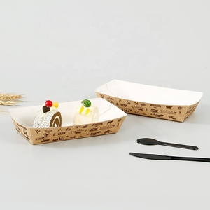Cetak kustom Logo sekali pakai kertas bungkus Sushi nampan makanan wafel Crepe kotak nampan makanan perahu - Product Image 5