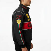 Veste en satin pour homme, style F1, broderie artisanale, design classique noir et rouge, personnalisable, imperméable, pour l'hiver, très vendue