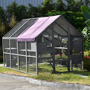 Recinto grande para gatos al aire libre para gatitos múltiples, casa de madera con cubierta impermeable para gatos, condominios, plataformas, puentes, puertas - Product Image 6