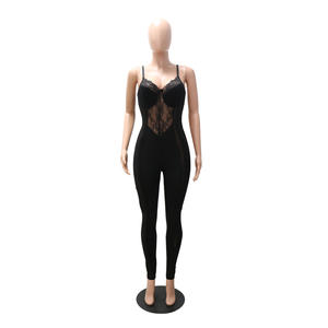 Kliou — combinaison moulante en dentelle pour femme, vêtement taille haute, bretelles Spaghetti, sans manches, style Patchwork, Sexy, combinaison de fête, été <span class=keywords><strong>2022</strong></span> - Product Image 6