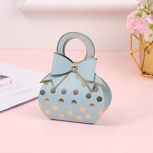 Caja de Dulces Creativa para Regalos de Boda, <span class=keywords><strong>Mini</strong></span> Bolso de Papel con Estampado de Lunares y Decoración de Lazo - Product Image 3