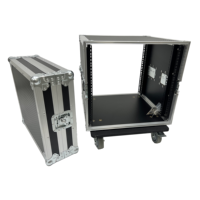 Rak Amplifier 10U Custom OEM/ODM dengan Roda, Flight Case, Tahan Air IP67, Garansi 3 Tahun, Pintu Depan/Belakang yang Dapat Disatukan